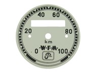 Tarcza licznika (cyferblat) WFM do 100km/h, biała - średnica 55mm