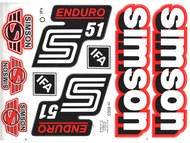 Naklejka SIMSON S51 ENDURO biało-czarno-czerwona (komplet na cały pojazd)