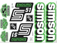 Naklejka SIMSON S51 ENDURO biało-czarno-zielona (komplet na cały pojazd)