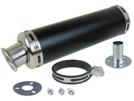 Tłumik KEEWAY, CPI, LONGJIA, ROMET, JUNAK, BARTON, ZIPP i inne skutery z silnikiem 50cc 2T (E2) TUNING, czarny z obejmą