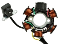 Stojan alternatora do silnika 139/147/152FMB (6 cewek, 5 przewodów, kostka żeńska mała 4p) - do motorowerów Romet, Router, Junak, Barton, Benzer, GB Motors, Kingway, Zumico, Zipp i innych 50/70/110 cm