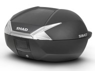 Kufer motocyklowy tylny 47 L - SHAD typ  SH47, czarny z białym odblaskiem + płyta montażowa
