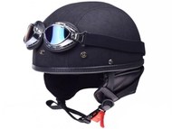 Kask AWINA TN-8689 otwarty, skóra czarna matowa + gogle (58-59cm / M)