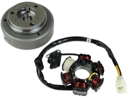 Stojan alternatora do silnika YX110 (6 cewek, 5 przewodów) 110cm3 - do motocykli typu Pit Bike, Dirt Bike, Cross (RXF, RFN, RFZ, MRF, YCF, KAYO) + koło magnesowe i sprzęgło rozrusznika