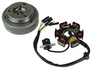 Stojan alternatora do silnika YX120, W120 (6 cewek, 5 przewodów) 125cm3 - do motocykli typu Pit Bike, Dirt Bike, Cross (RXF, RFN, RFZ, MRF, YCF, KAYO) + koło magnesowe i sprzęgło rozrusznika