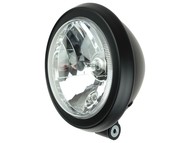 Lampa przednia JUNAK M12, M12 Vintage, M12 Cafe 125 - czarna z ramką czarną (na żarówkę H4, HS1)