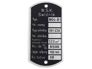 Tabliczka znamionowa WSK - typ M06 B1