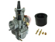 Gaźnik motocyklowy 125-200cm3 - gardziel 26,0mm, ssanie ręczne (Keihin PWK28) - Honda, KTM, Kawasaki, Suzuki, Yamaha i inne 125/200cc + łącznik gumowy + dodatkowe dysze