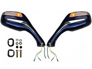 Lusterko do ZIPP Quantum, MOTOBI Sowa, BARTON Falcon, Huragan, ROMET RXL, JONWAY N.A.125 z kierunkowskazami, granatowo-srebrne (para), śruby M8 P+P