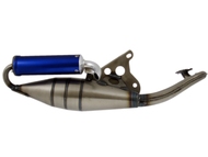 Tłumik APRILIA SR50, Area, Guliver, Rally, Scarabeo, Sonic; BETA ARK, Quadra; ITALJET Dragster, Formula; MALAGUTI Centro, Ciak, F10, F12, F15 - z silnikiem MINARELLI horizontal 50 2T - tuning, niebie.