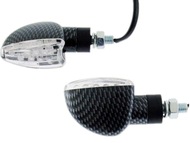 Kierunkowskaz uniwersalny W-1302 LED, stożkowy, carbon/biały (komplet, prawy+lewy)