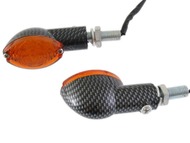 Kierunkowskaz uniwersalny W-1327 LED, owalny, carbon/pomarańczowy (komplet, prawy+lewy)
