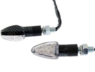 Kierunkowskaz uniwersalny W-1339 LED, stożkowy MINI, carbon/biały (komplet, prawy+lewy)